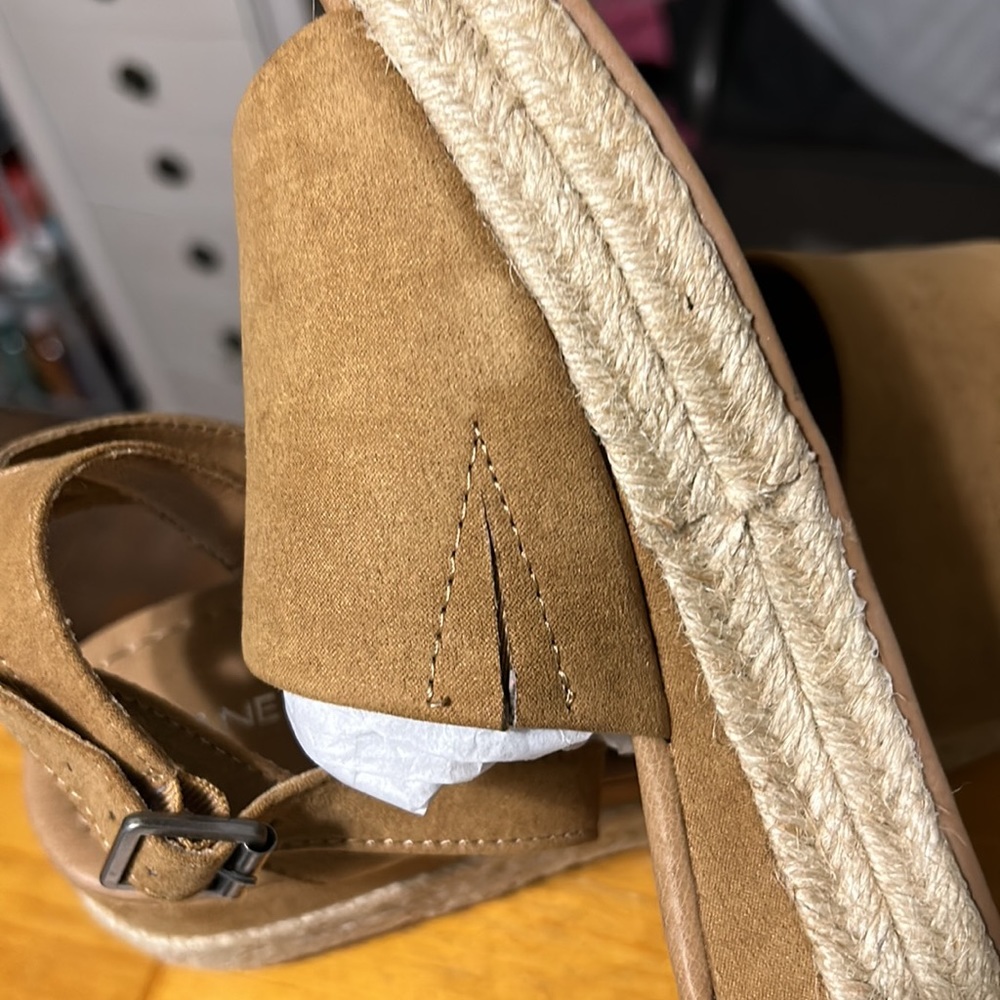 Lane Bryant Espadrille Beige Woven Women's Wedge Ankle Strap Sandals. 11W - Picture 4 of 7